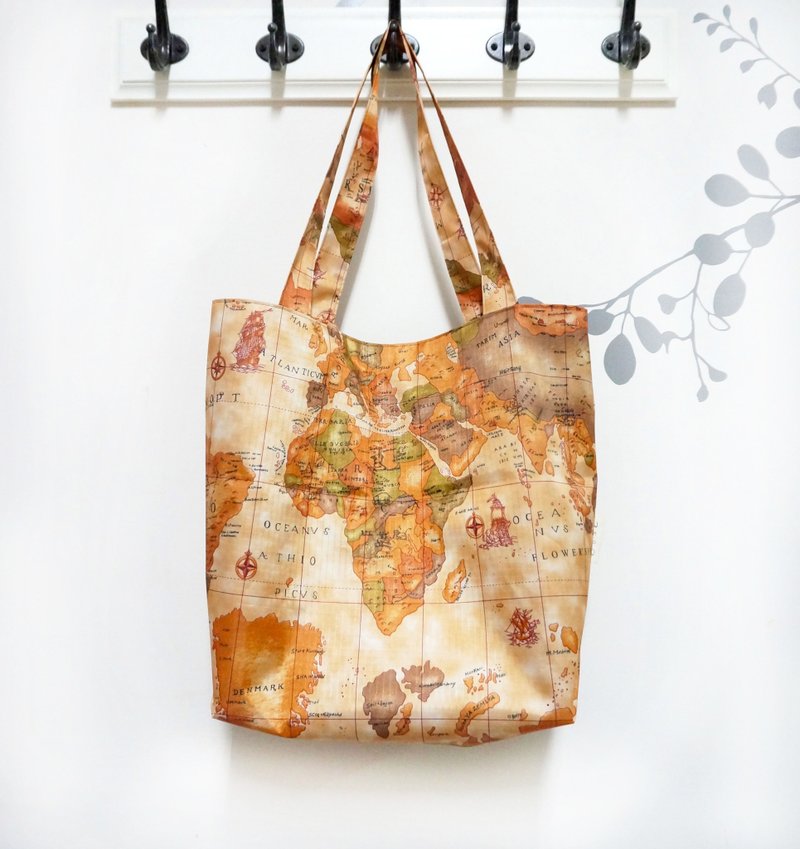 Around The World 地图肩背包 - 侧背包/斜挎包 - 防水材质 咖啡色