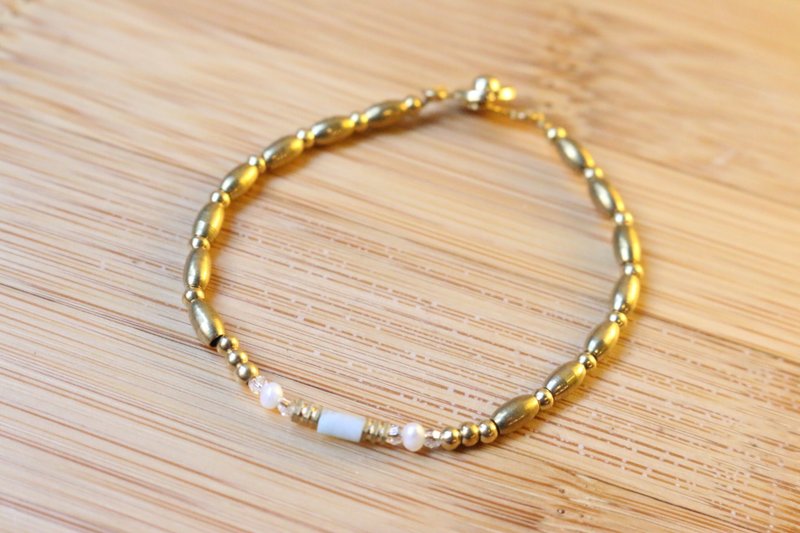 <☞ HAND IN HAND ☜>天河石-只有我 黄铜手环 (0451) - 手链/手环 - 宝石 绿色