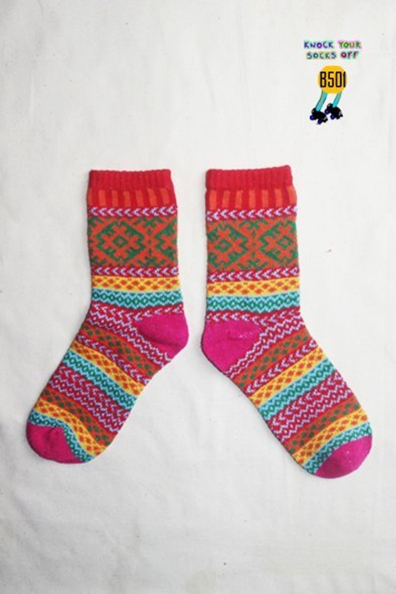 魔毯民族针织袜!!夏漪眺=knock your socks off !! - 袜子 - 其他材质 红色