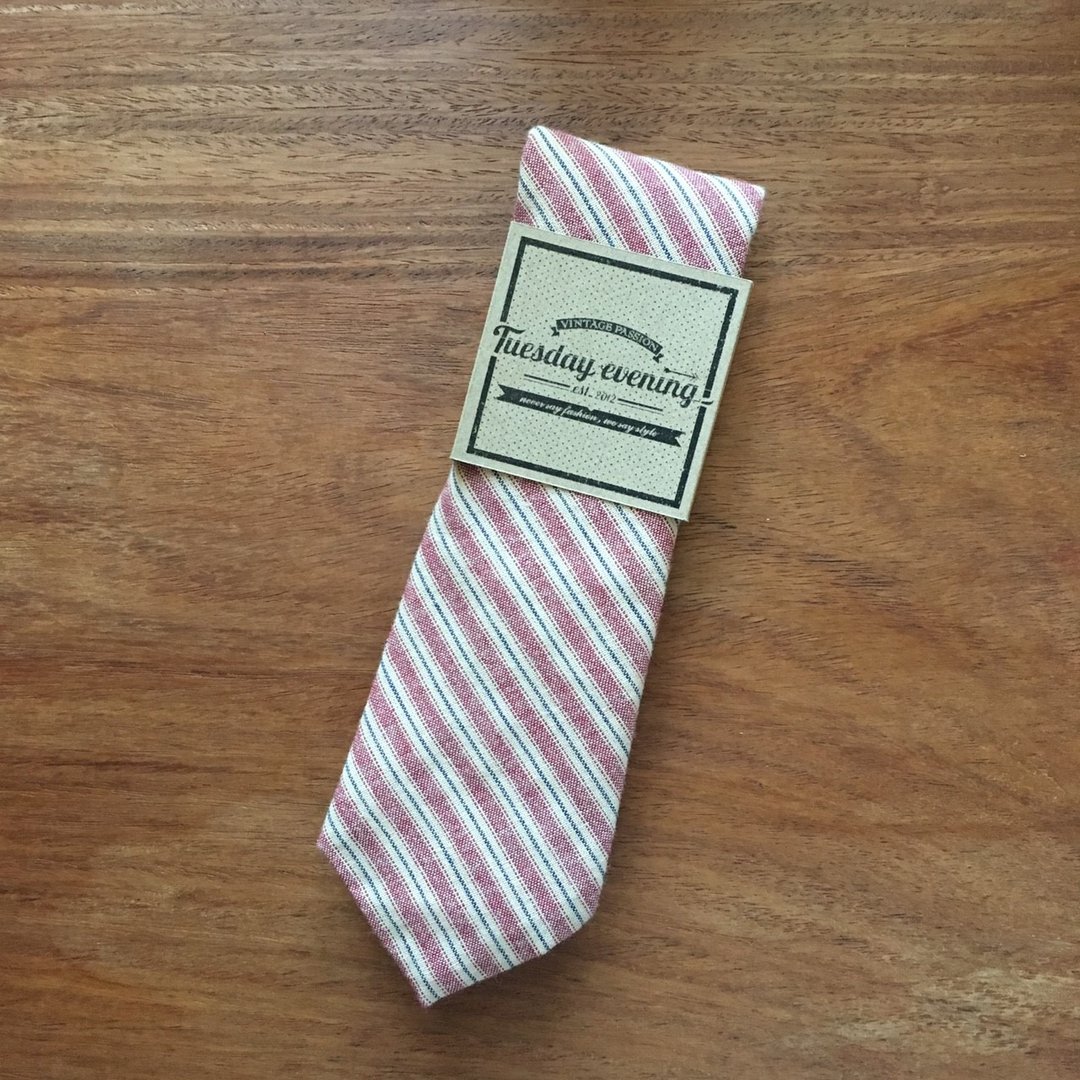 Neck tie Red Stripe - 领带/领带夹 - 棉 多色