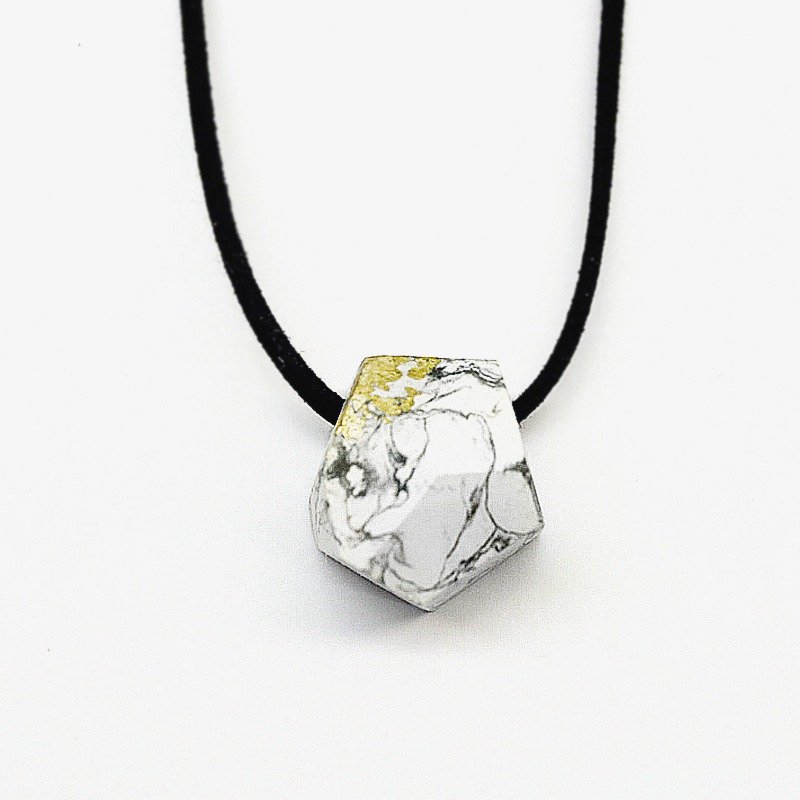 [WonderLab] 手工几何造型大理石纹小陨石项链- 黑 - 项链 - 粘土 黑色