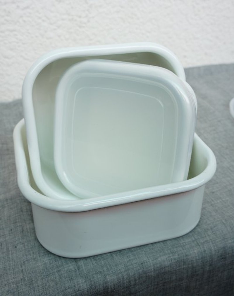 复古味_白色珐琅保鲜盒(2件组) - 厨房用具 - 其他金属 白色