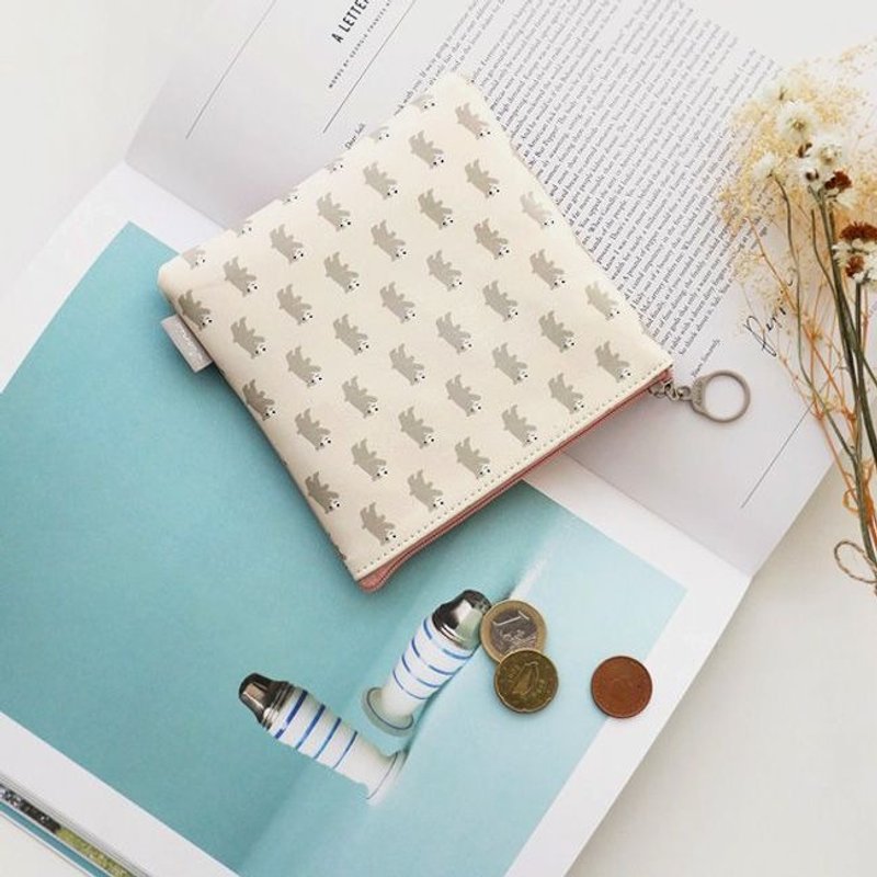 Dessin x iconic-小春日和方块皮革万用包M-白熊,ICO83689 - 化妆包/杂物包 - 真皮 白色