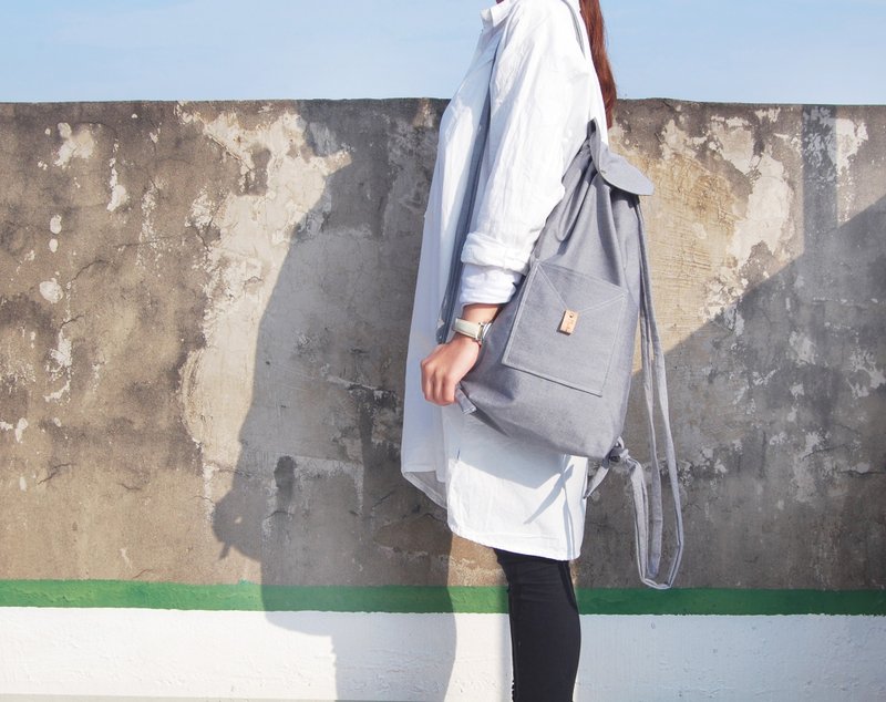 一条碗豆后背包 | 文艺青年牛津灰 - 后背包/双肩包 - 其他材质 灰色