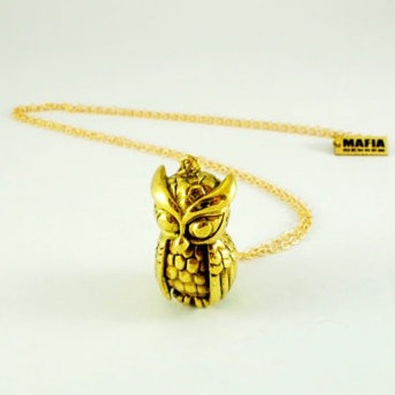 Owl pendant in brass ,Rocker jewelry ,Skull jewelry,Biker jewelry - 项链 - 其他金属 