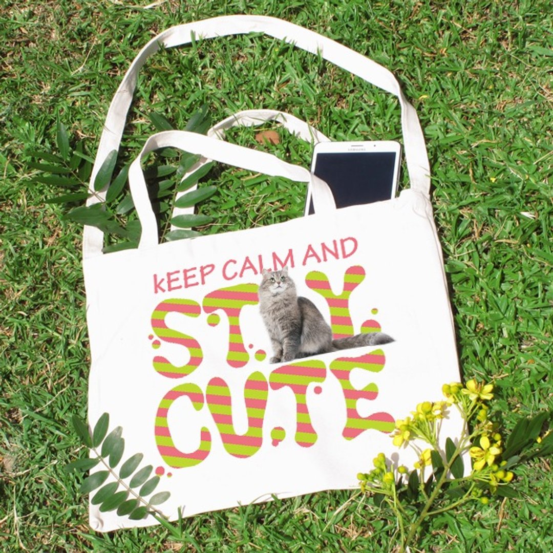 STAY CUTE横式帆布袋 - 手拿包 - 棉 