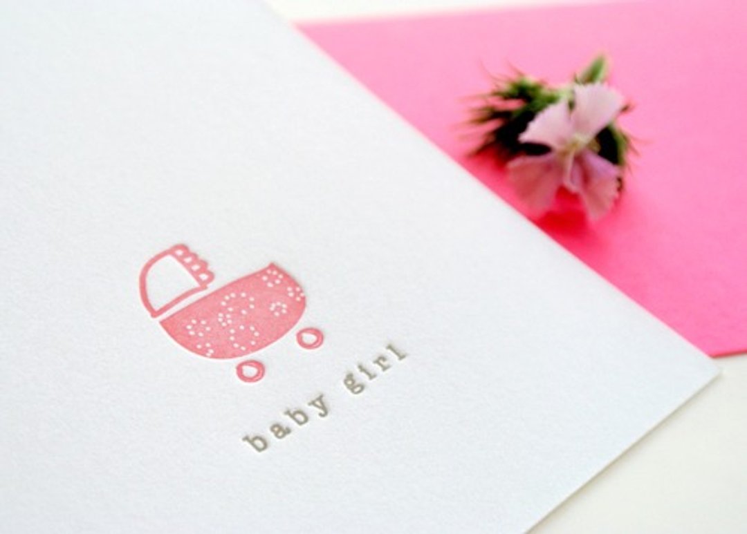 【网店限定】婴儿车 : 女婴 - 迷你活版印刷卡 - 卡片/明信片 - 纸 