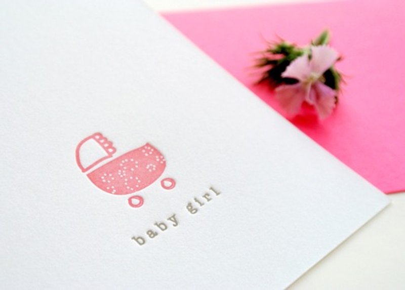 【网店限定】婴儿车 : 女婴 - 迷你活版印刷卡 - 卡片/明信片 - 纸 