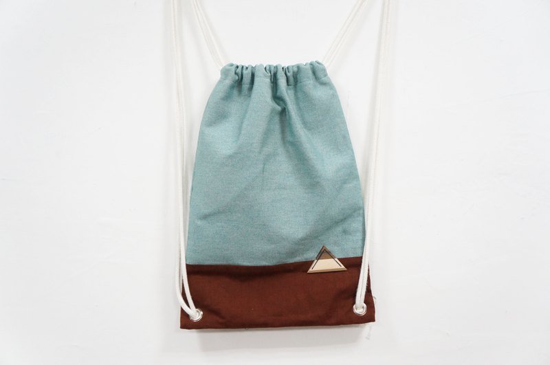 蓝色束口包/木头别针 - 束口袋双肩包 - 其他材质 蓝色