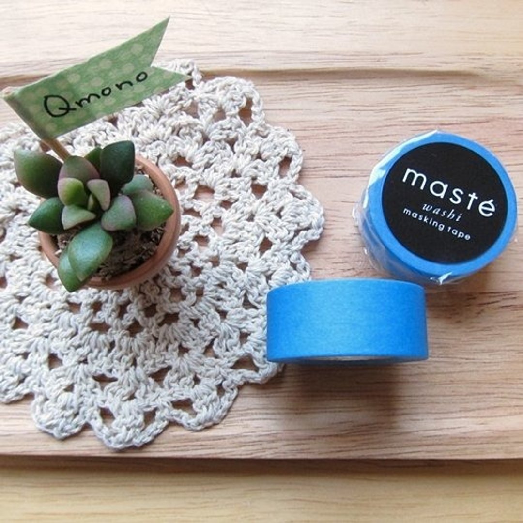 maste Masking Tape 和纸胶带 Basic 亮眼萤光系【萤光蓝 (MST-MKT07-BL)】 - 纸胶带 - 纸 蓝色