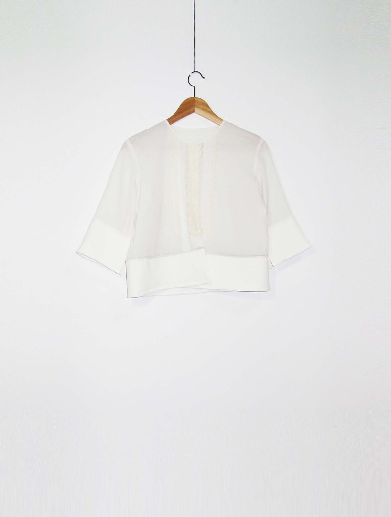 Wahr_蕾透白片上衣 - 女装上衣 - 其他材质 