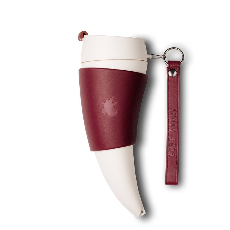 【GOAT STORY】Goat Mug 真皮款山羊角咖啡杯 16oz/470ml-酒红 - 咖啡杯/马克杯 - 纸 红色