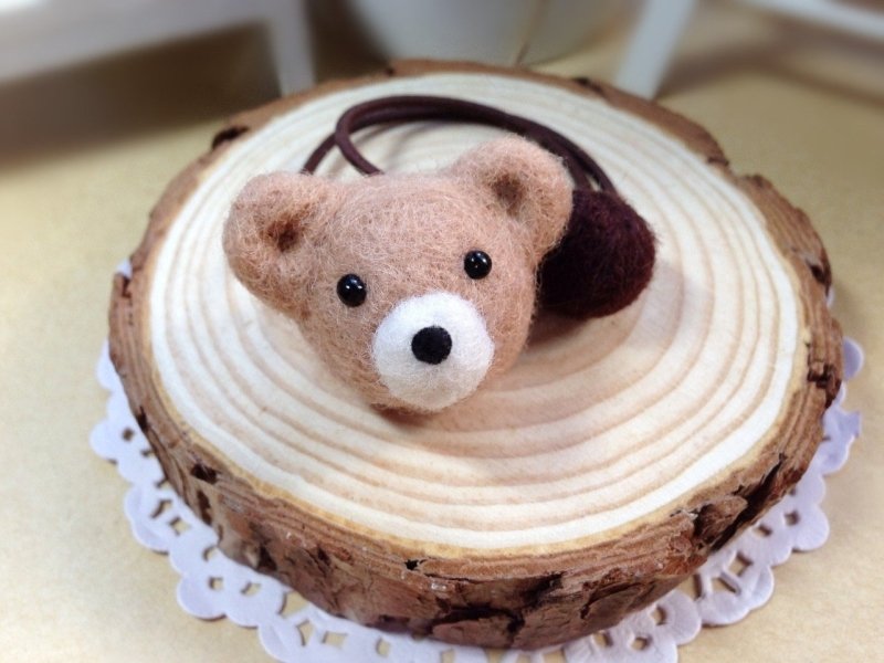 【奶油毛毛】羊毛毡手工可爱梦幻圆圆熊 泰迪熊 发圈 发带 发饰 饰品 生日礼物 - 发饰 - 羊毛 咖啡色