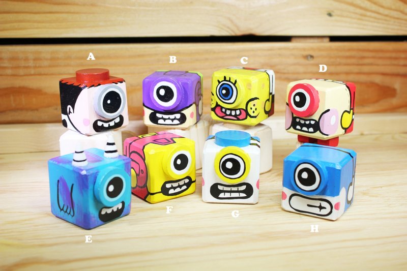 大眼系列木头彩绘钥匙圈 - 钥匙链/钥匙包 - 木头 多色