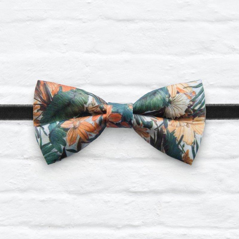 Style 0050 热拿亚之花 印花 系列 领结 Genoa floral pattern bowtie - 颈链 - 其他材质 多色
