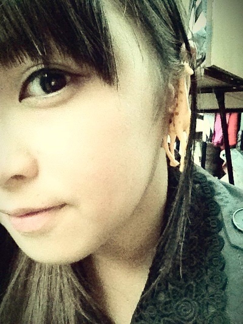 台湾原创 Double M 魔幻动物耳环-长颈鹿篇 - 耳环/耳夹 - 硅胶 黄色