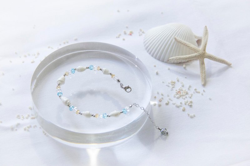 淡海系列 / 海沙 -  琉璃 贝壳手链 - 手链/手环 - 宝石 蓝色