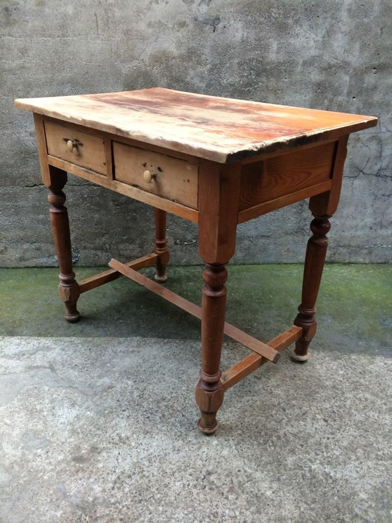 古董老品日据巴洛克车枳仔书桌桧木整块板工业风乡村杂货zakka普普风loft北欧风eames咖啡文创摄影ikea民艺 - 其他家具 - 木头 橘色