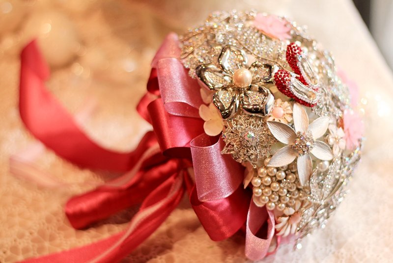 艾瑞儿的珠宝捧花与泰迪熊【华丽全珠宝款】银粉系列 - 其他 - 其他材质 灰色