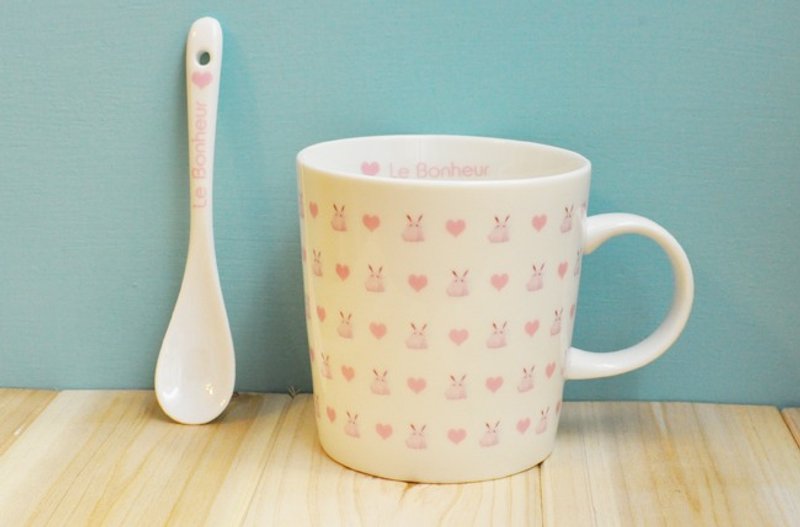 【品牌结束★特价出清】Le Bonheur幸福棉花糖兔马克杯汤匙组(4组入) - 咖啡杯/马克杯 - 其他材质 粉红色