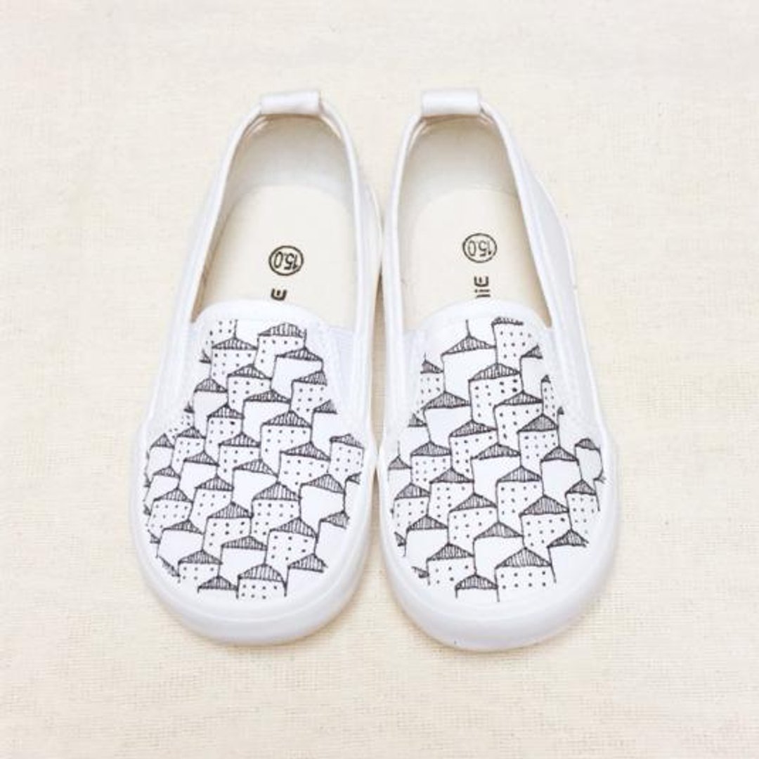Home slippers (for children) Hand painted hand drawn sneakers LACICO LACICO order made custom order production - 女款休闲鞋 - 其他材质 白色
