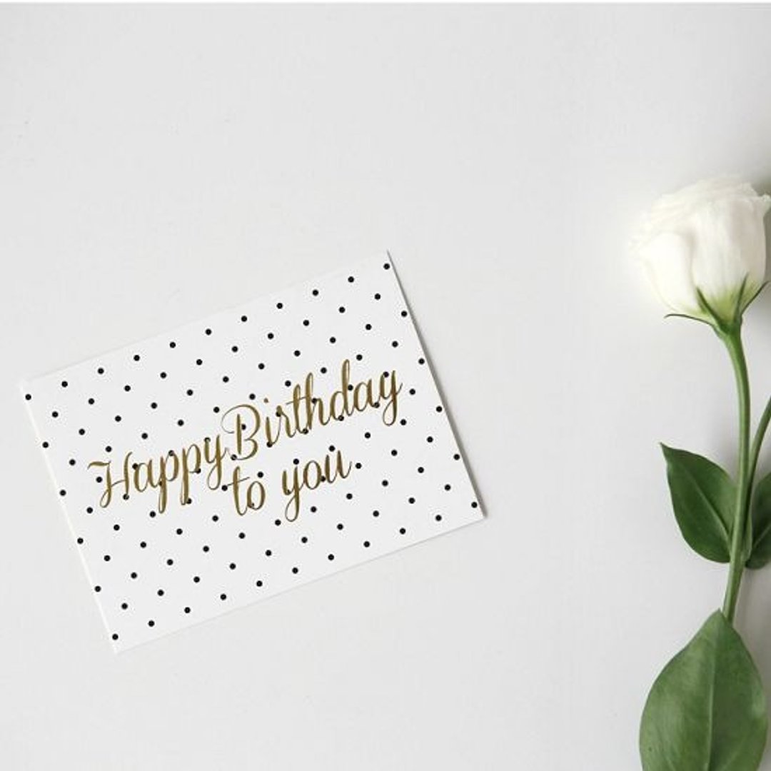 Dailylike 经典时刻烫金奢华明信片卡片01-生日快乐,E2D32221 - 卡片/明信片 - 纸 白色