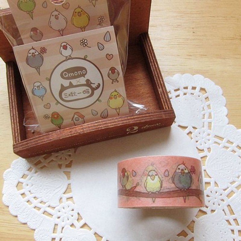 Qmono x 三啾一喵 和纸胶带(QMT-A01 Birds) - 纸胶带 - 其他材质 多色
