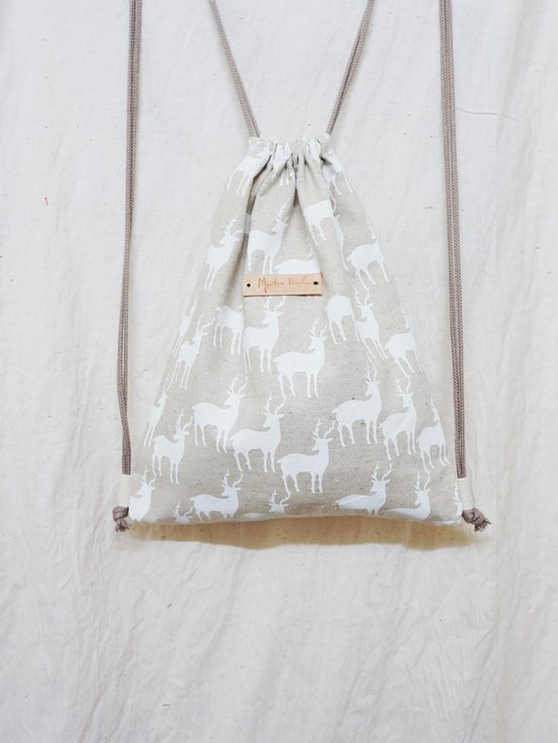 ☚ 带少少也可出门 _ 后背束口包 _ 迷途白鹿 ☛ - 侧背包/斜挎包 - 其他材质 白色