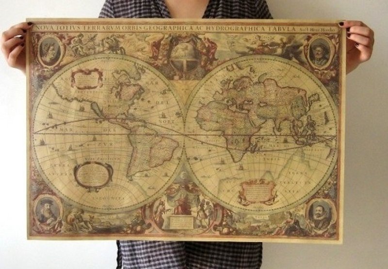 god leading【海报系列】1641年老航海地图 怀旧复古酒吧装饰牛皮纸海报 71*50cm - 海报/装饰画/版画 - 纸 咖啡色