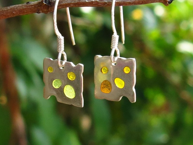 LU'S Handmade cheese 纯银珐琅耳环 / 原味起司 - 耳环/耳夹 - 其他金属 