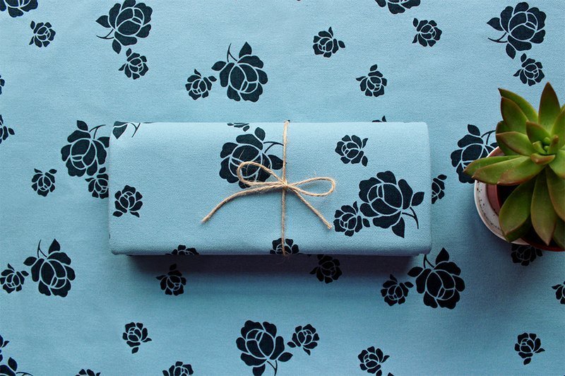 印花布料-塑胶袋花纹/深蓝黑色 - 其他 - 其他材质 蓝色