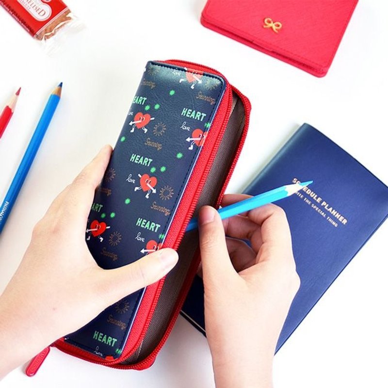 出清特卖-心跳时刻笔袋-心跳加速,JSD79480 - 铅笔盒/笔袋 - 真皮 蓝色