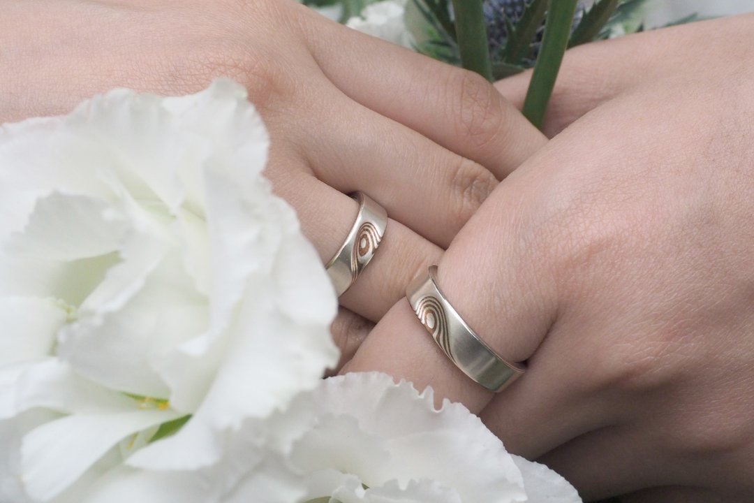 木目金Mokume Gane【伴侣SOULMATE】对戒 - 对戒 - 其他金属 灰色