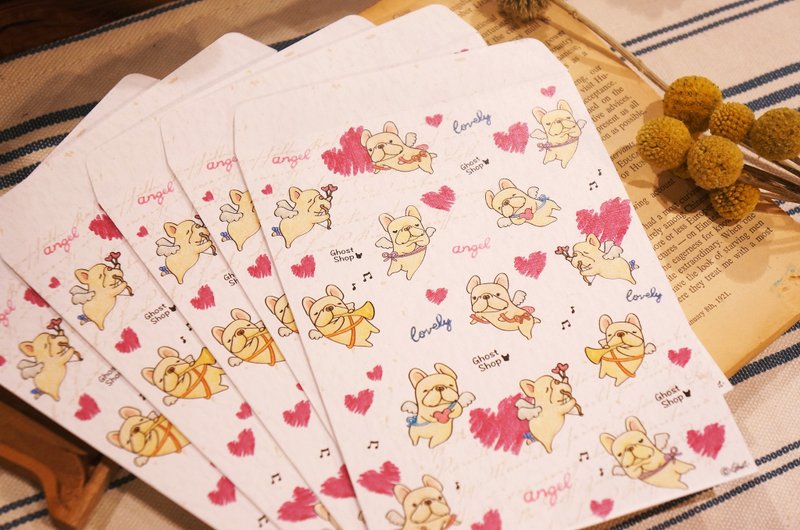 (售完)法斗包装信封袋-小(每包5入）- 法斗小天使 - 包装材料 - 纸 粉红色