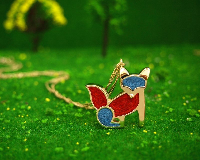 森林系手工红色狐狸项链/手工项链 - 项链 - 其他金属 红色