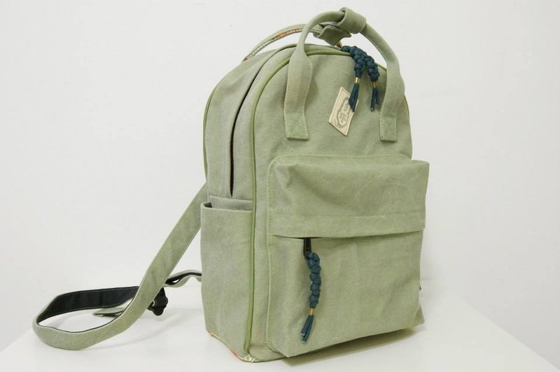迷你复古双肩背包 - 文青诗意绿 - 后背包/双肩包 - 其他材质 绿色
