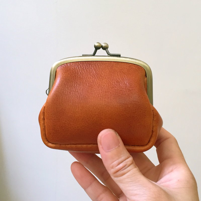 复古口金包 - 零钱包 - 真皮 咖啡色