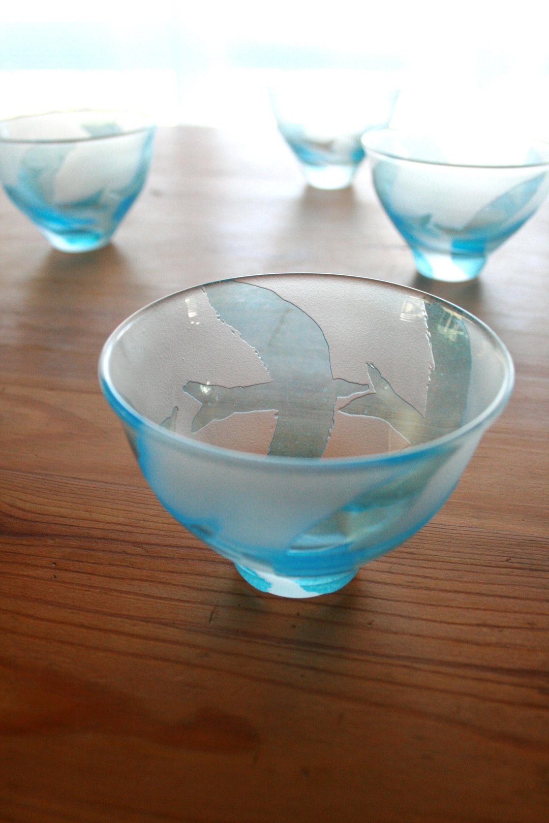 小鸟图样冷酒手工吹玻璃杯 - 其他 - 玻璃 蓝色