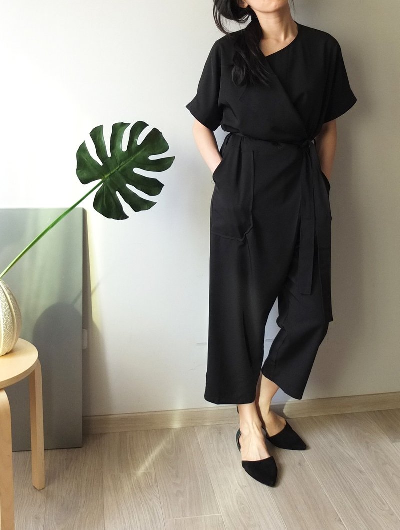 简约天丝雪纺连身裤 - 背带裤/连体裤 - 其他材质 