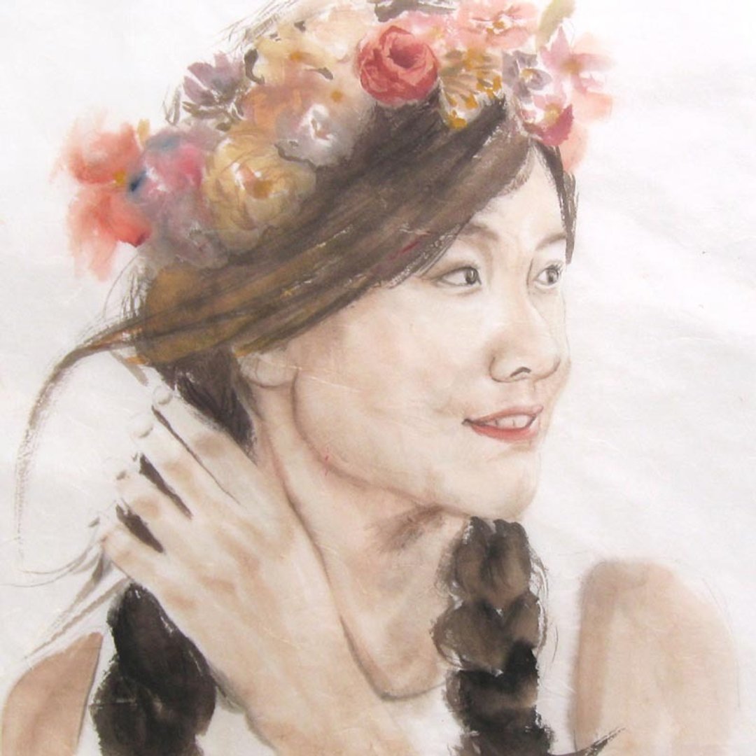 定制手绘水墨画像-若水25x25cm画心 - 订制画像 - 纸 多色