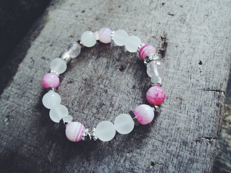 Zhu.粉红条纹玛瑙 - 手链/手环 - 其他材质 