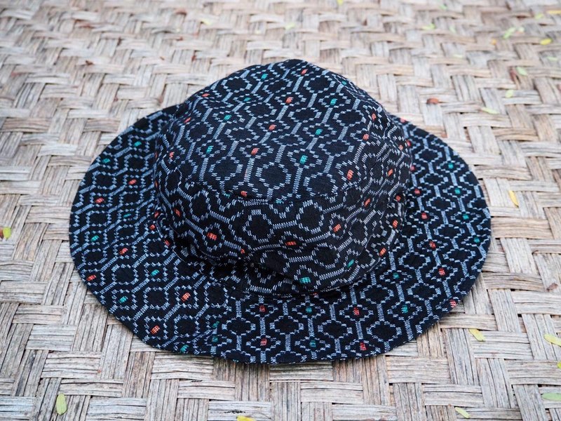 EARTH.er  │"Black Computer"传统尼泊尔布制登山阔边帽 ● "Black Computer" Traditional Dhaka Hiking Bonnie Hat│ :: 香港原创设计品牌 :: - 帽子 - 其他材质 黑色