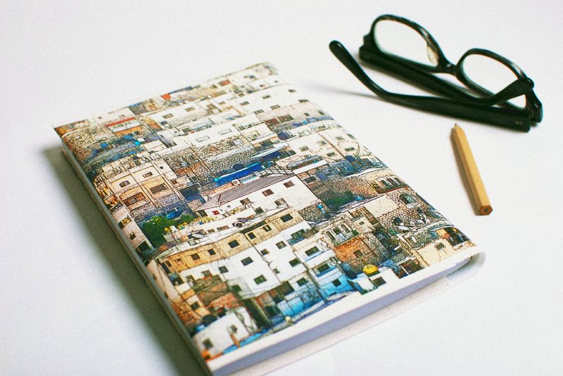 不修边。手记书--耶路萨冷。城中 - 笔记本/手帐 - 防水材质 蓝色