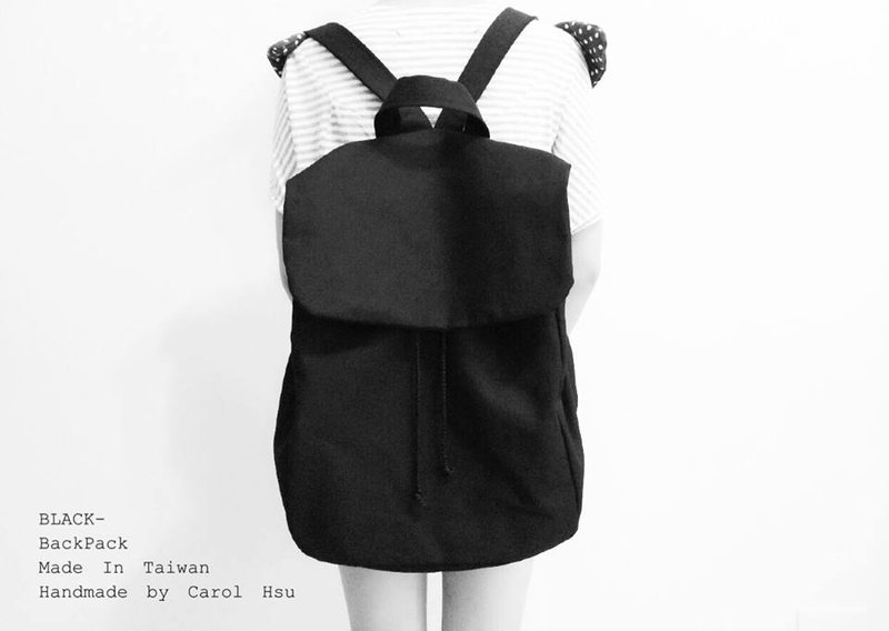 Black-backpack - 后背包/双肩包 - 其他材质 黑色