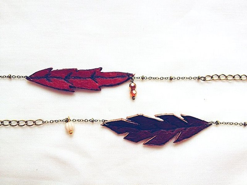 ﹉karbitrary﹉ ▲ 秋叶真皮手鋉 - 手链/手环 - 真皮 咖啡色