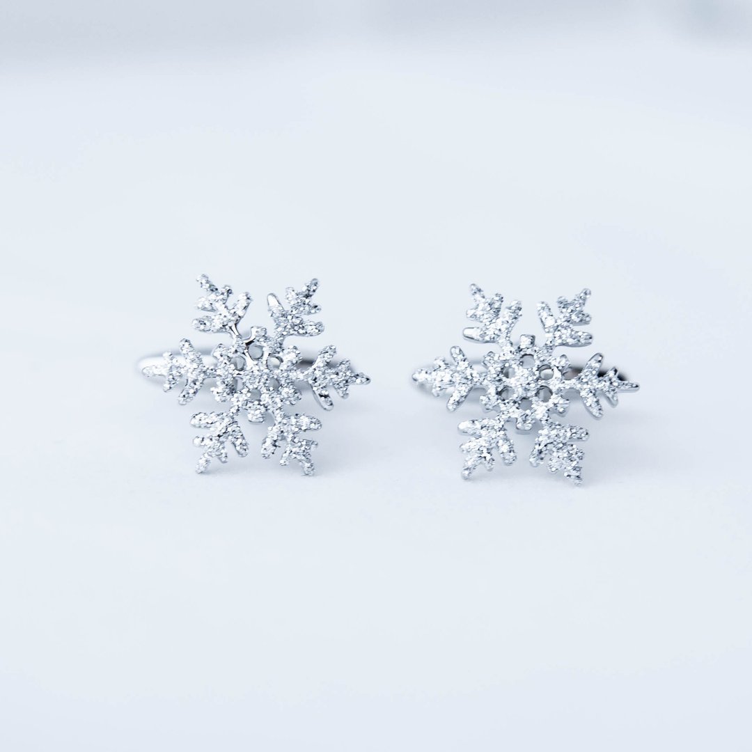 亮闪闪雪花袖扣 - 袖扣 - 其他金属 