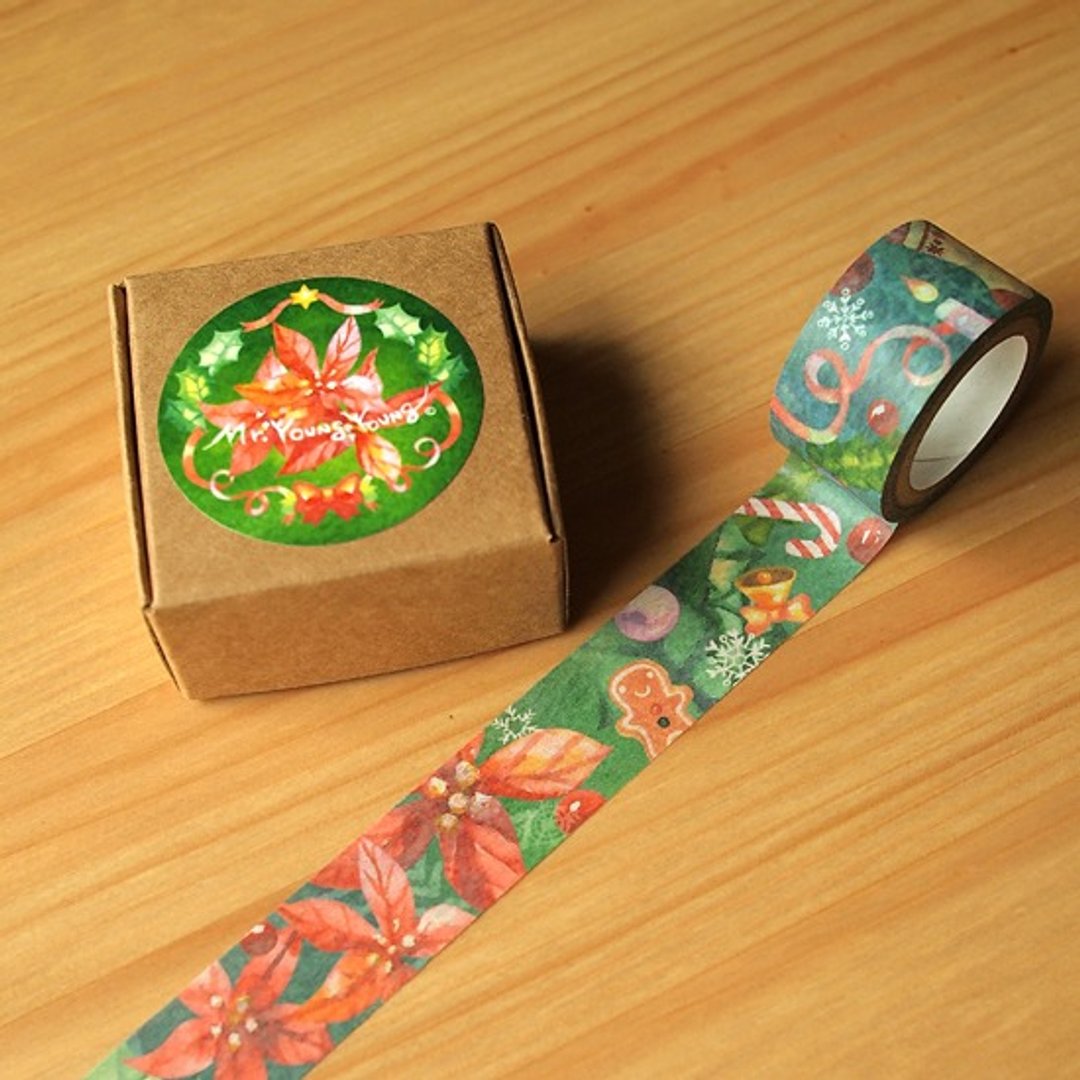 纸胶带-圣诞快乐 - 纸胶带 - 纸 绿色