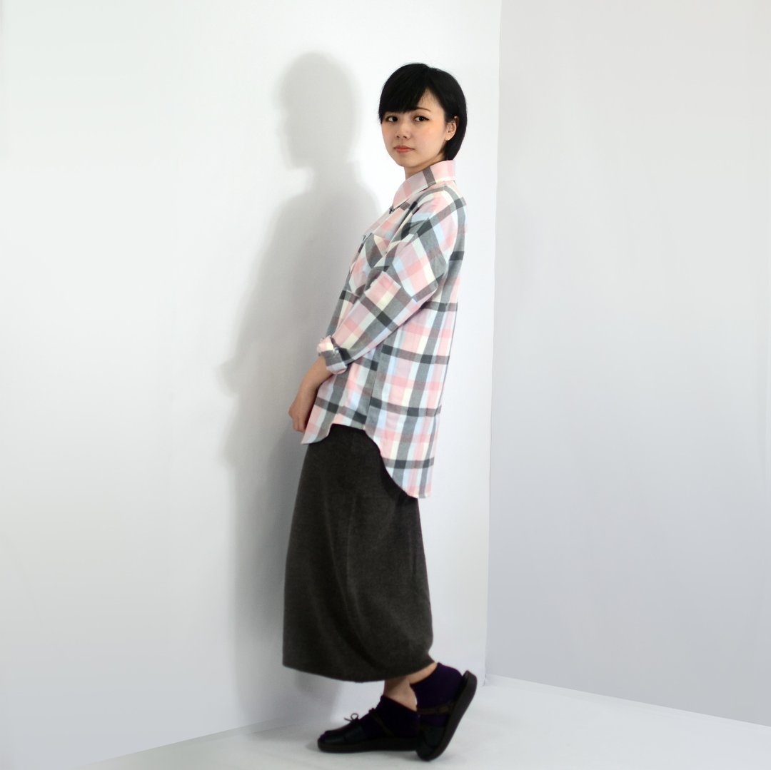 换季特惠 humming 粉红格纹 Plaid Shirt 和服袖衬衫 情人节 - 女装衬衫 - 其他材质 多色