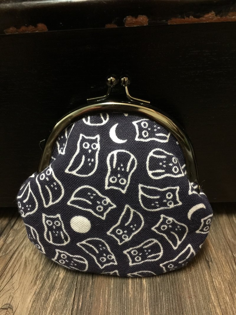 不睡觉的猫头鹰小口金包 - 零钱包 - 其他材质 蓝色