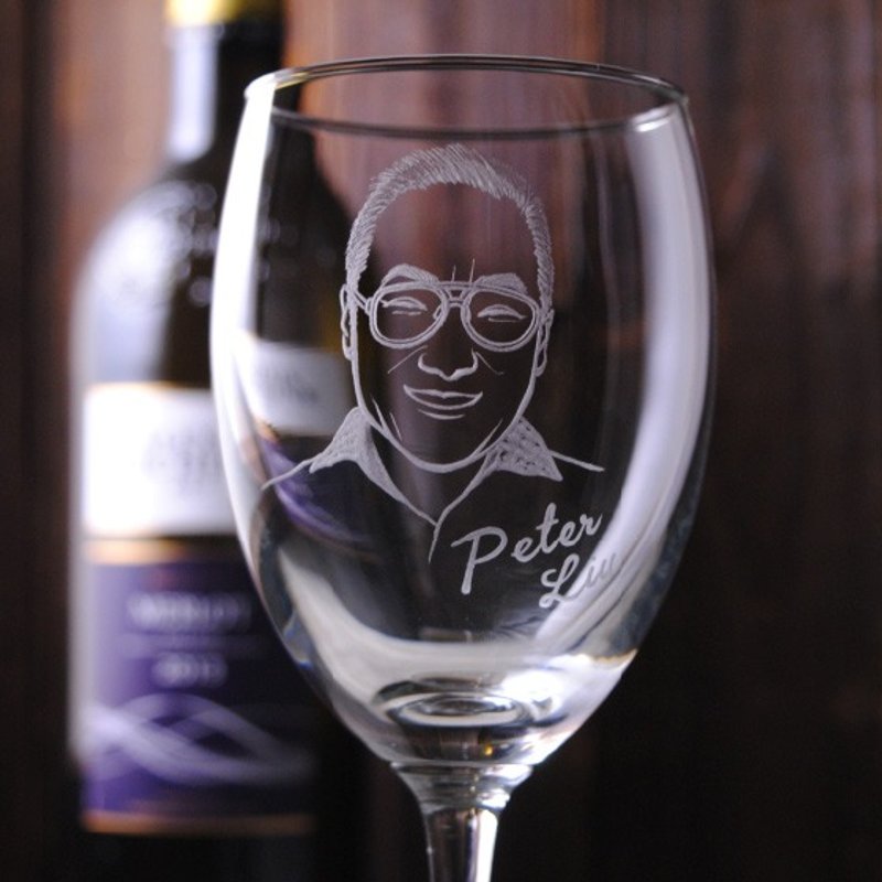 270cc【MSA肖像杯】(写实版)人像定制红酒杯 刻字酒杯 老板杯 定制化 - 订制画像 - 玻璃 黑色